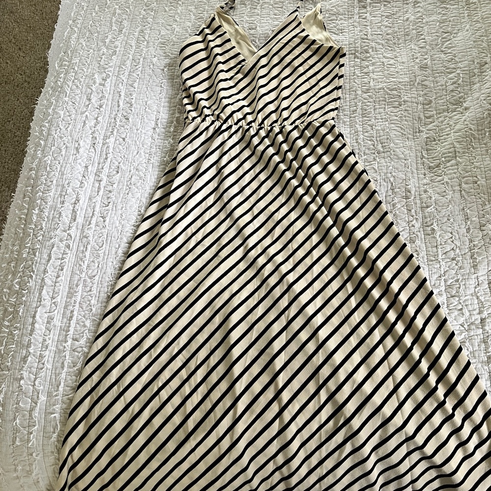 H & M Striped Cream Dress
